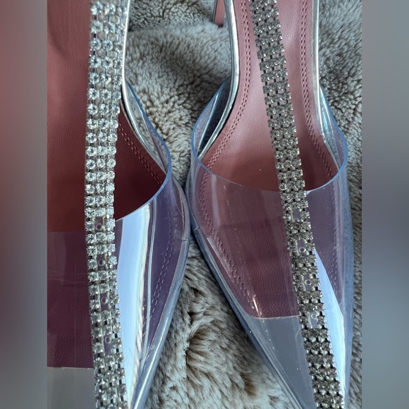 Amina Muaddi Ursina Crystal Strap Clear Pump in Pvc Transparent 37.5 FIRM PRICE - Picture 3 of 12